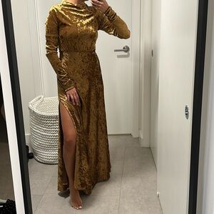 Maje gold long velvet dress